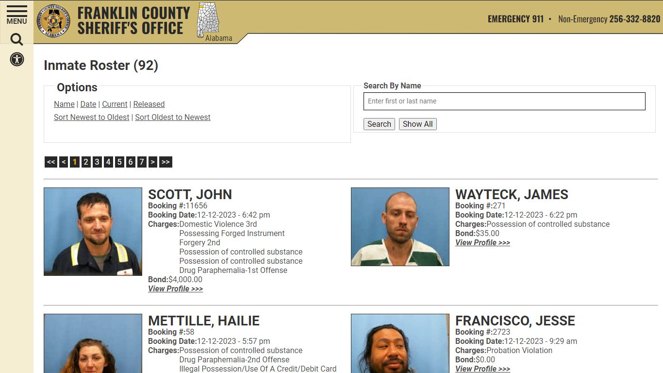 Inmate Roster (97) - Franklin County AL Sheriff's Office